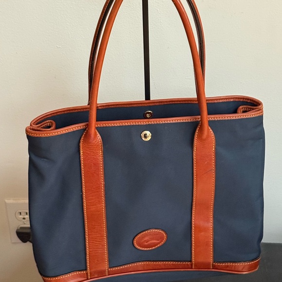 Dooney and Bourke small Navy and Tan Tote Bag - Picture 1 of 3